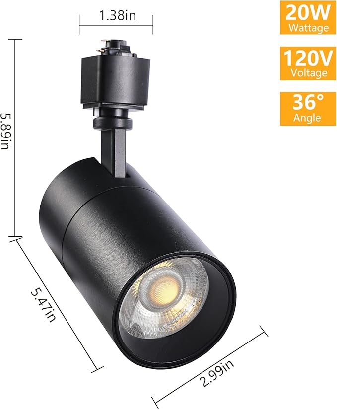 VANoopee 10 Pack 3-Color 20W H Track Lighting Heads Dimmable No Flicker Bright LED Track Lighting Fixtures for Accent Task Retail Kitchen Ceiling Track Light H Type - CRI90+ 36° 2000lm Black
