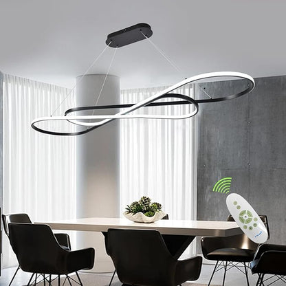 Large Modern LED Pendant Light 59.06" LED Chandelier for Dining Room Light Fixture Modern Height Adjustable Kitchen Island Ceiling Hanging Pendant Chandelier for Dining Table with Remote