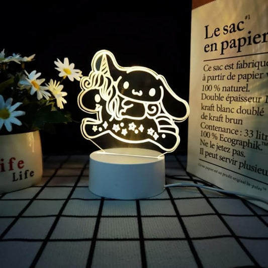 3 Color Change Cartoon Night Light, 3D Kawaii LED Desk Lamp, Acrylic Sleep Night Lamp As Best Gifts for Women Teens Boys Girls (Dog)