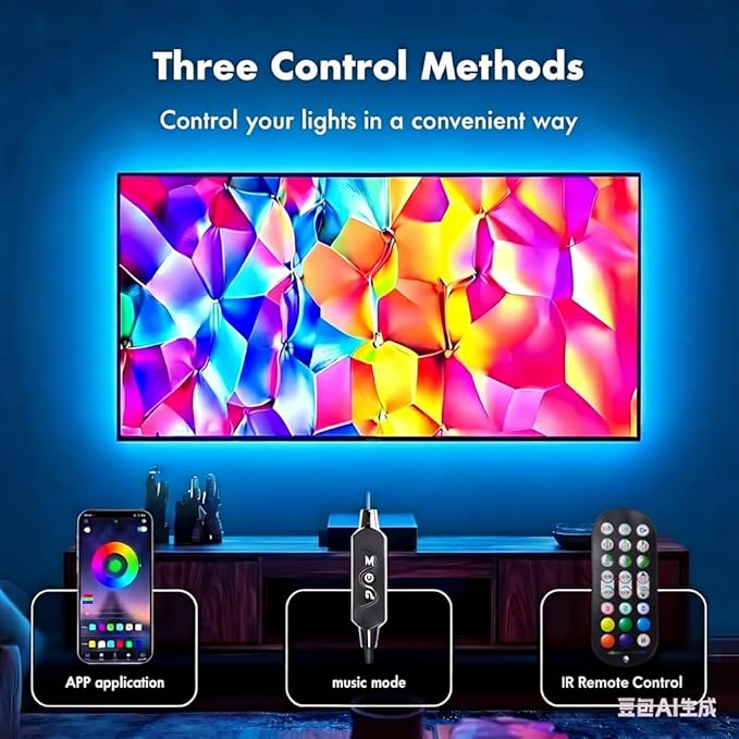 TV LED Backlight, RGB TV Backlight for 32-43 inch TVs,Smart APP Remote Control,Music Sync Color Changing Strip Lights,Led Strip Lights USB Powered for Bedroom,Gaming,Kitchen,Living Room
