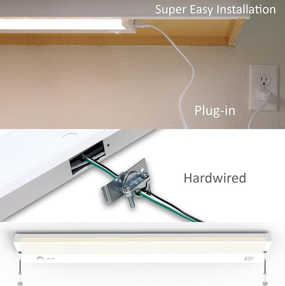 Leetdud Under Cabinet Lighting Plug in or Hardwired Built-in Dimmer, 32 Inch 16W, 5CCT 2700/3000/3500/4000/5000K, Linkable Counter Lights for Kitchen, ETL Dimmable LED Light Fixture, White