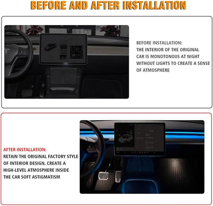 Tlyard Center Console LED Strip Lights for Tesla Model 3 2017-2023, Plug-and-Play, Ambient Light with Human Sensor, Center Console Dashboard Inside Car Lighting Decorations