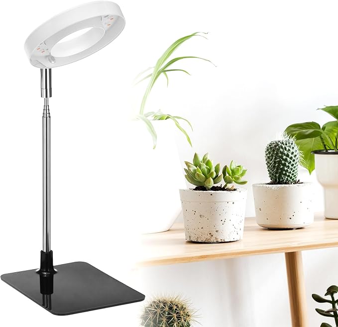 QWORK Grow Lights for Indoor Plants, 3 Pack Full Spectrum LED Desk Grow Lamp, 7-25 in Adjustable Height, Auto Timer 2/4/8H, 4 Dimmable Levels, USB Powered