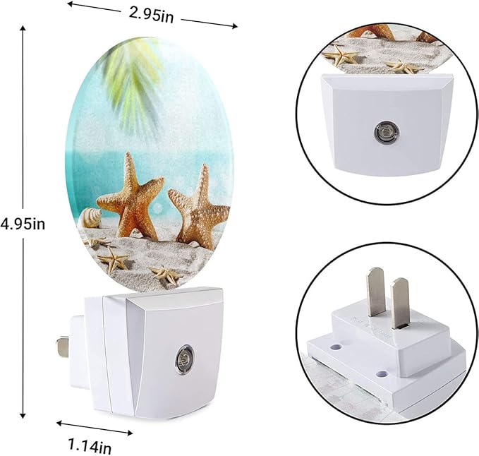 EKOBLA Starfish Plug-in Night Light, Summer Ocean Coastal Nautical Theme LED Nightlight with Dusk to Dawn Sensor for Kids & Adults Home Decor
