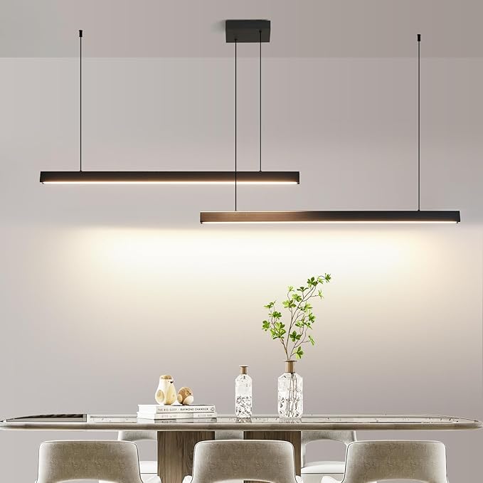 Modern 2-Light Chandelier, 39IN+39IN Pendant Light Fixtures Hanging with Remote Control 3000k-6500K Adjustable Color Temperature，Aluminum Island Lighting Lamp for Dining Room, Living Room