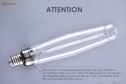 1000Watt Hydroponic High Pressure Sodium HPS Grow Light Bulb Lamp,High PAR Enhanced Red and Orange Spectrums,CCT 2100K,Ultra Bright 140,000 Lumens,E39 Base,1pack