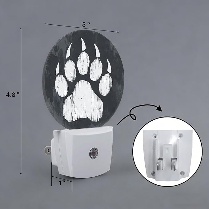Animal Bear Paw Print Night Light Auto Sensor Led Dusk to Dawn Lamp Home Decor for Men Women
