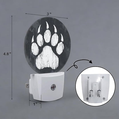 Animal Bear Paw Print Night Light Auto Sensor Led Dusk to Dawn Lamp Home Decor for Men Women