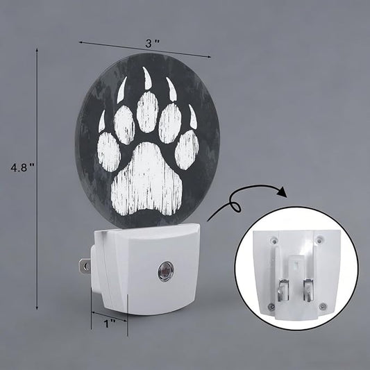 Animal Bear Paw Print Night Light Auto Sensor Led Dusk to Dawn Lamp Home Decor for Men Women