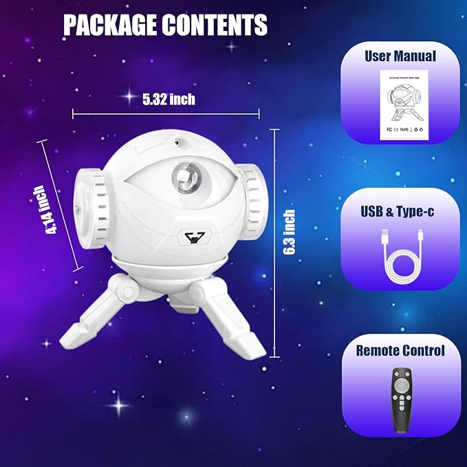 Star Projector Galaxy Night Light, Astronaut Space Projector with 8 Colors LED Nebula, Starry Ceiling LED Lamp with Remote, Adjustable Head Angle & Brightness,Kids Room Decor, Christmas Birthday Gifts