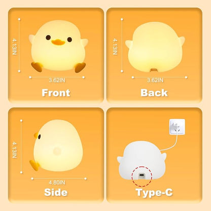 Dodo Duck Night Light, 50Hrs Duck Lamp Squishy, Tap Control 2 Brightness, 20Min Auto-Off, Rechargeable Animal Night Light for Kids Bedroom, [Mothers Day Gifts]