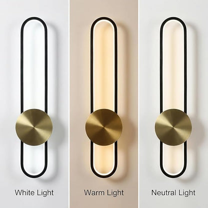 Modern Wall Sconce Dimmable 3000K/4000K/6000K LED Wall Light Fixture, Hardwired Wall Lamp for Living Room, Dining Room, Bedroom, Hallway, Lobby, Entryway (Brushed Black, 22inch/H56cm)