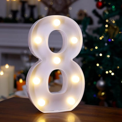 LED Marquee Sign Light Up Letters, Alphabet Light Up Letters Sign, Battery Powered LED Letter Lights for Night Light, Wedding, Birthday, Party, Christmas or Home Decor (Number 8)