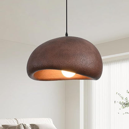15.7in Wabi Sabi Pendant Light, Kitchen Island Lighting Fixture Ceiling Mount Japanese Lamp Japandi Chandelier for Dining Living Room Hallway Bedroom Restaurant Hanging Lamp, Brown 1 Pack