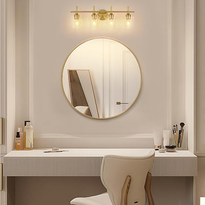 Bathroom Light Fixtures 4-Light Gold Bathroom Vanity Light with Clear Glass Shade, Modern Wall Lights for Bedroom Hallway Living Room (Gold, 4-Light)