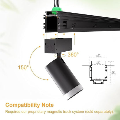 2-Pack Adjustable Focus Spotlight, 18W Magnetic Track Light Head, 24V LED Lamp, Rotatable Spotlight, Smart Control via App, Remote & Voice, Dimmable & CCT 2700K-6000K, Beam Angle 20°-45°