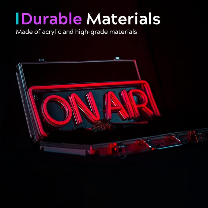ON AIR Neon Sign - Live On Air Sign for Streaming/Gaming/Recording Studio Decor - LED Streaming Lights for Streamers/Gamers/Influencers - USB Powered with On/Off Switch On Air Light Sign
