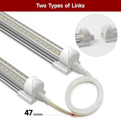 (12 Pack LED Shop Light 4FT, 40W 5200LM 6000K (Super Bright White), T8 Integrated Tube Lights, Clear Cover, 270 Degree Lighting for Garage, Shop