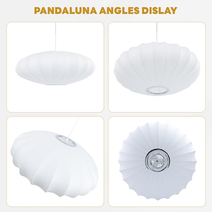 19.7in Lantern Pendant Light, 3-Light Imitation Silk White Bubble Pendant Lighting Fixture, Hanging Lamp Simple Chandelier for Living Dinning Room Kitchen Island Bedroom Restaurant Cafe