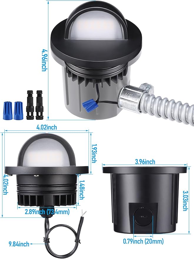 LEONLITE 5W 5CCT Low Voltage In-ground Well Lights, LED Landscape In Ground Lights, 1800K/2700K/3000K/4000K/5000K Adjustable, 12-24V AC/DC, CRI90, ETL Listed, IP67 Waterproof, Aluminum, Pack of 6
