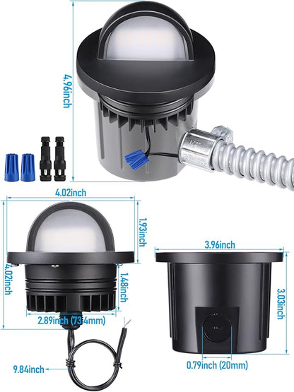 LEONLITE 5W 5CCT Low Voltage In-ground Well Lights, LED Landscape In Ground Lights, 1800K/2700K/3000K/4000K/5000K Adjustable, 12-24V AC/DC, CRI90, ETL Listed, IP67 Waterproof, Aluminum, Pack of 6