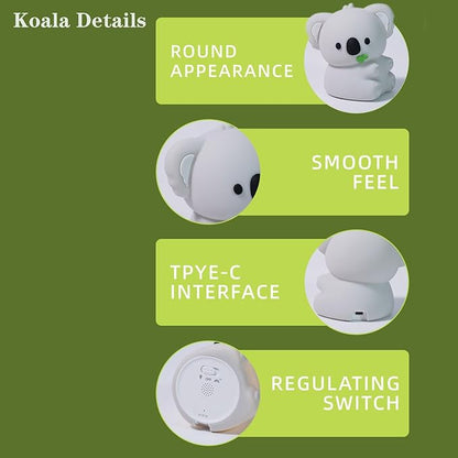 Cute Koala Night Light, LED Squishy Night Lamp, 7 Colors Dimmable Timer Nursery Nightlight for Kids, Rechargeable Touch Lamp, Dorm Decor, Kids Funny Gifts(Koala)