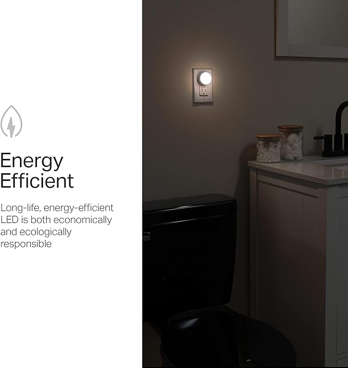 Lights By Night Mini LED Night Light, Plug-In, Dusk To Dawn Sensor, Warm White, Compact, Ambient Lighting, LED Lights for Bedroom, Bathroom, Nursery, Hallway, Kitchen, 45084, 4 Pack