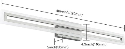 SOLFART Bathroom Lighting Fixtures Brushed Nickel Led Modern Vanity Light 40 Inch 5 Color Adjustable 5CCT
