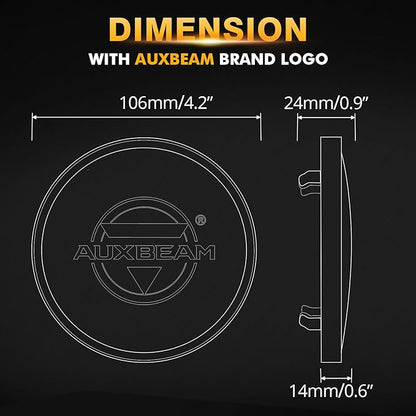 Auxbeam C4 Series 4 Inch Black Protective Light Covers, Round Offroad LED Pods Lens Cap, On Road & Off Road, Polycarbonate Plastic, Snap-On Design, 2 Packs