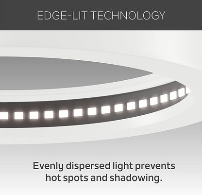 KICHLER Ara 11.03" Modern Minimal Round LED Flush Mount in White, for Damp Indoor Locations, Main Light Source, Integrated LED, Edge-Lit Technology, 1600 Lumens, Dimmable to 10%, 53011WH30