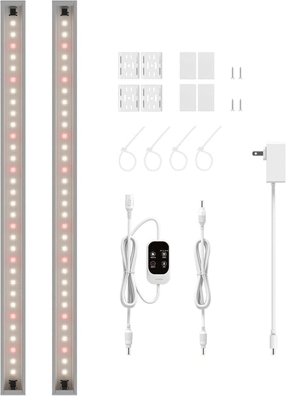 T5 Smart Grow Light for Indoor Plants,3500K Full Spectrum LED Plant Light Strips with 3/9/12H Auto Timer,Stepless Dimming,Modular Design，Plug and Play (White, 2 Pack)