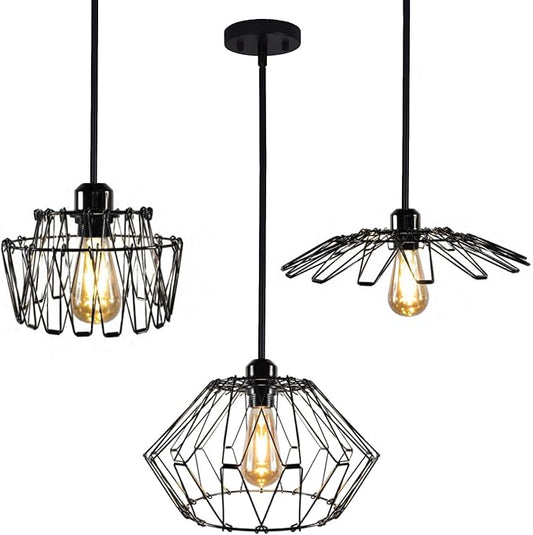 KOSTA Pendant Light, Hanging Light Fixtures with Metal Cage Lamp Shade Covers Decorative, Vintage Retro Industrial Style for Foyer, Bar, Restaurant, 14.4 Inch, E26, Bulb Not Included