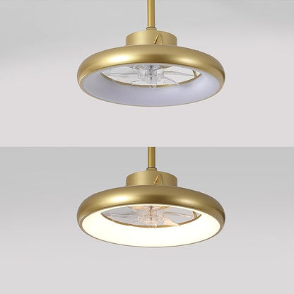 Oval AIR Loren 20" Small Smart Ceiling Fan with Light, Semi Flush Mount, Quiet 6-Speed Reversible Motor, Dimmable LED, Adjustable CCT, App & Remote Control, Modern Glam, Gold AIR8002A