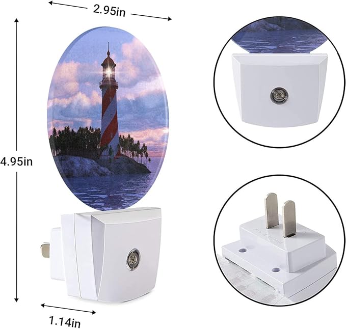 EKOBLA Lighthouse Plug-in Night Light, Coastal Sunset LED Nightlight with Dusk to Dawn Sensor for Home
