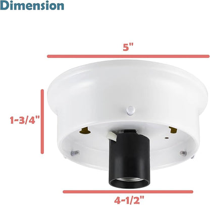 Aspen Creative 22105-03-1, Flush Mount Ceiling Fixture Shade Holder Kit in Matte White Finish 4-1/2" Fitter, 5" Diameter x 1-3/4" Height