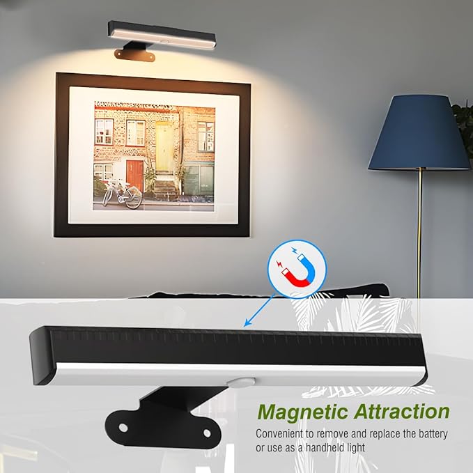 6Pack Wireless Picture Light for Wall Battery Operated Wall Sconces with Remote 3 Lighting LED Painting Light Timer&Dimmable Art Display Lights for Picture Gallery Posters Living Room Home Decor