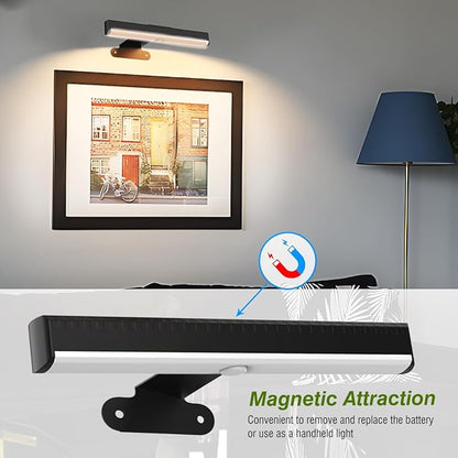 6Pack Wireless Picture Light for Wall Battery Operated Wall Sconces with Remote 3 Lighting LED Painting Light Timer&Dimmable Art Display Lights for Picture Gallery Posters Living Room Home Decor