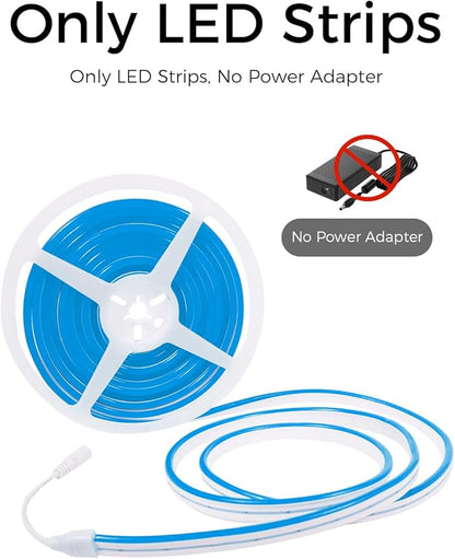 YM E-Bright Blue Led Neon Strip Lights Without Power Supply, 12V Indoor Outdoor 16.4Ft 600SMD Silicone Waterproof Flexible for Signboard Bar Home TV Kitchen Bedroom Party Wedding Holiday Decoration