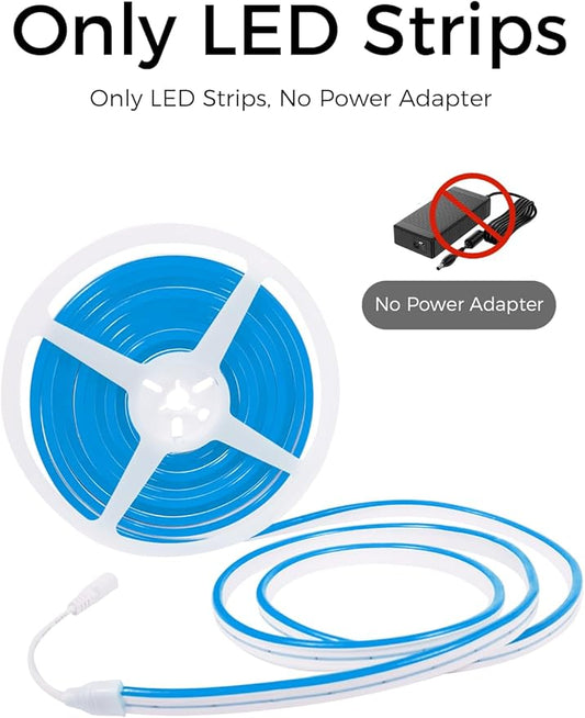 YM E-Bright Blue Led Neon Strip Lights Without Power Supply, 12V Indoor Outdoor 16.4Ft 600SMD Silicone Waterproof Flexible for Signboard Bar Home TV Kitchen Bedroom Party Wedding Holiday Decoration