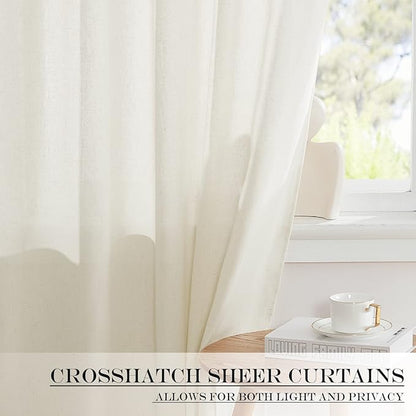 NICETOWN Natural Linen Blended Door Curtain - Farmhouse French Curtain Light Filgtering Tricia Short Window Covering for Patio Sidelight Door Blind Tie Up Shade, W26 x L50 in, 1 Pc, Off White