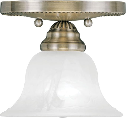 Livex Lighting 1530-01 Edgemont 1-Light Ceiling Mount, Antique Brass
