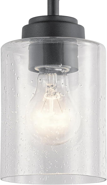 Kichler Winslow 1-Light Mini Pendant Light Fixture with Clear Seeded Glass in Black for Kitchen Island, Bar, Laundry Sink, Hanging Ceiling Light (7.5" x 4.25"), 44032BK