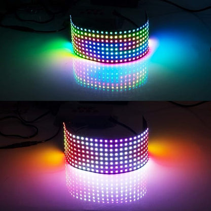 BTF-LIGHTING WS2812B ECO RGB Alloy Wires 5050SMD Individual Addressable 8X32 256 Pixels LED Matrix Flexible FPCB Full Color Works with WLED,SP802E,etc Controllers Image Video Text Display DC5V