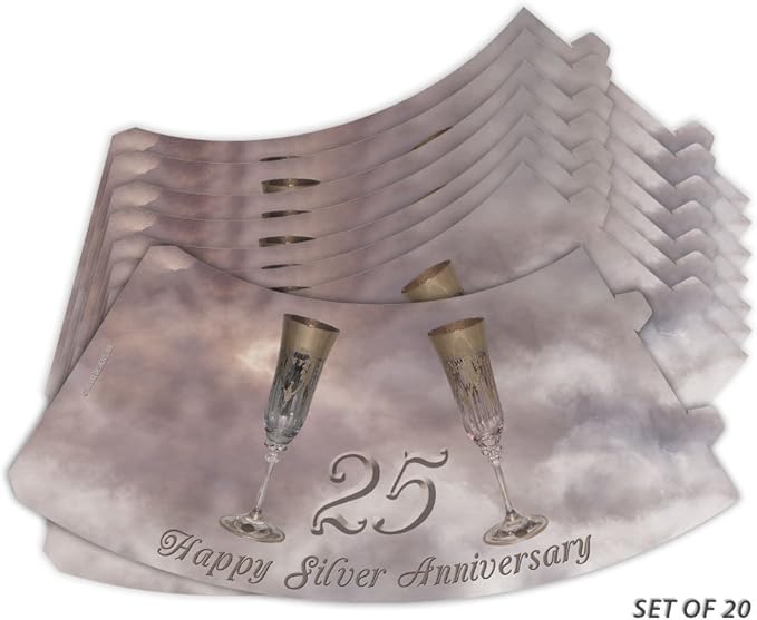Royal Designs Vellum Tea Light Paper Wine Glass Lampshade, Silver Anniversary, Set of 20 (TLS-1007A-20)