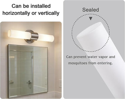 18" Modern Wall Sconce with Frosted Glass Shades, for Bathroom Mirror Bedroom Living Room Hallway, Brushed Nickel Finish