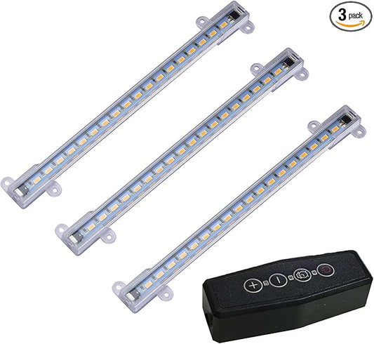 3 LED Grow Light Strips Set for Plant Stand, Black Switch - 5 Dimmable Levels Control, 4/8/12 Hours Timer, Black Cords