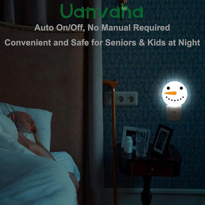 Cute Snowman Night Light Christmas Snowman Winter Plug-in Nightlight Auto Sensor LED Lighting for Men Women Boys Girls Christmas Thanksgiving Holiday Gifts