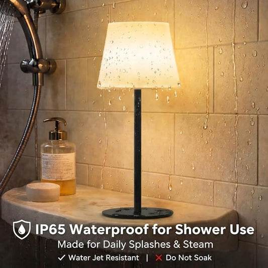EZVALO Spa-Like Shower Lamp – IP65 Waterproof Bathroom Lamp, Rechargeable Cordless Mood Light, 3 Color Temps for Relaxing Bathroom & Bathtub Experience 1 Pack (Black)