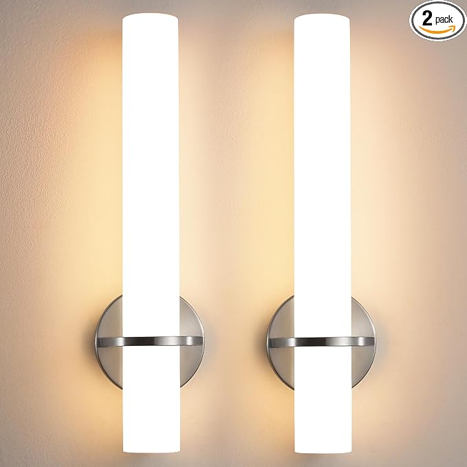 AIJIASI Brushed Nickel Bathroom Sconces Wall Lighting 18W LED Dimmable Vanity Light Fixture, 3000K Modern Wall Light Fixtures Indoor Wall Lamps for Bedroom Living Room Mirror Hallway Porch 18 inch