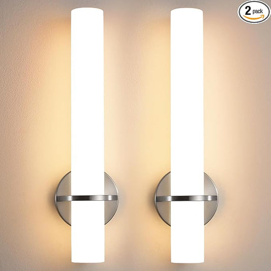 AIJIASI Brushed Nickel Bathroom Sconces Wall Lighting 18W LED Dimmable Vanity Light Fixture, 3000K Modern Wall Light Fixtures Indoor Wall Lamps for Bedroom Living Room Mirror Hallway Porch 18 inch